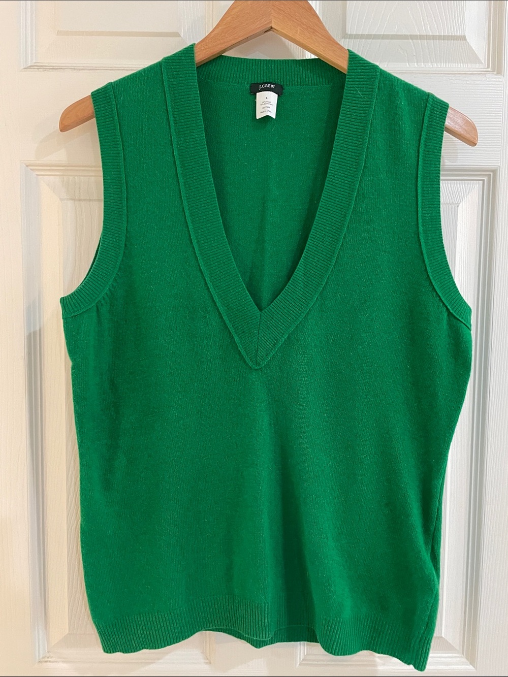 J. Crew Emerald Green V-Neck Cashmere Sweater Vest